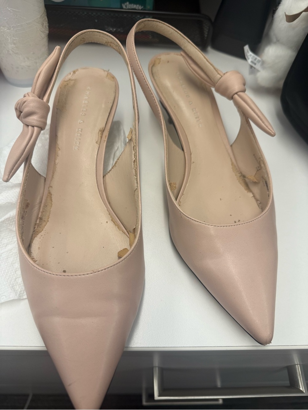 Pointed Toe Slingback Flats in Blush Pink – Women's Shoes 6.5